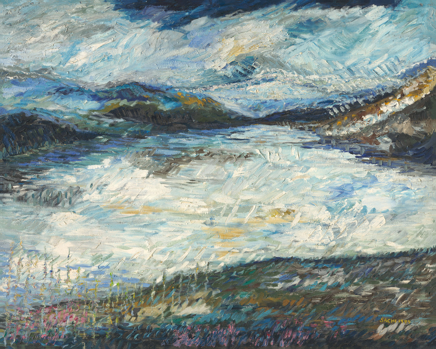 Mountain River Beneath Storm Skies