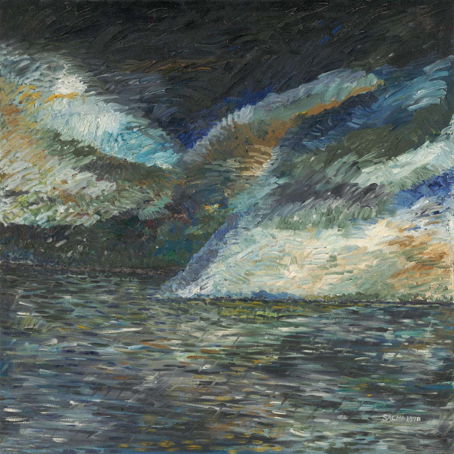 Light in the Night Sky Over Water